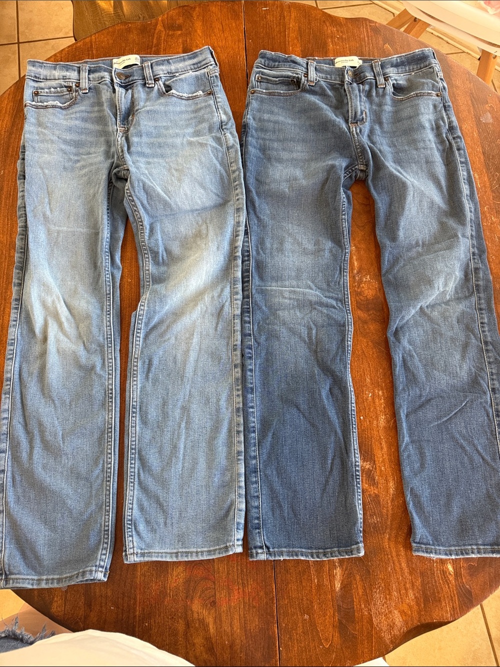 abercrombie kids Straight-Leg Jeans in Light & Medium Blue Denim